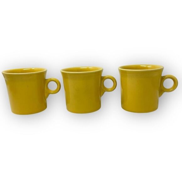 Lot of 6 Fiesta Fiestaware O-Ring Handle Coffee Mugs HLC USA Sunflower Yellow - Picture 5 of 10